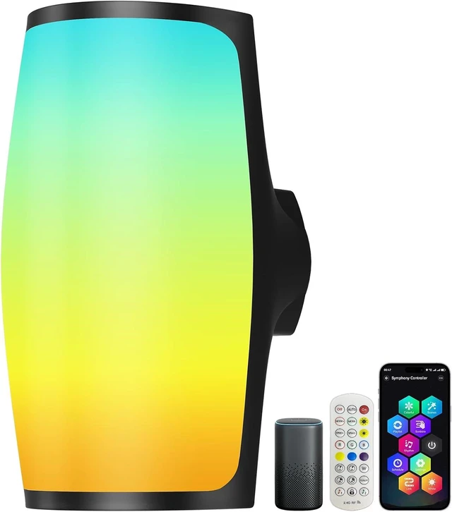 Main image of Smart Outdoor Wall Light RGBIC 2400LM, WiFi App Control, Porch Sconce