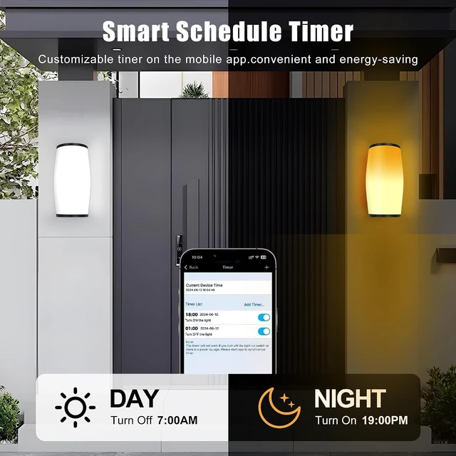 Alt view image 3 of 7 - Smart Outdoor Wall Light RGBIC 2400LM, WiFi App Control, Porch Sconce