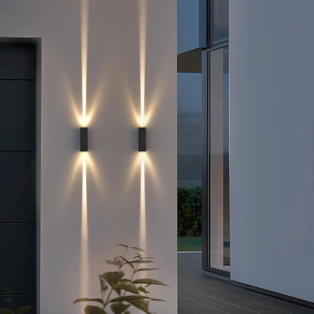 Main image of Modern Up and Down Outdoor Wall Lights, 2-Pack LED, 3000K, IP65
