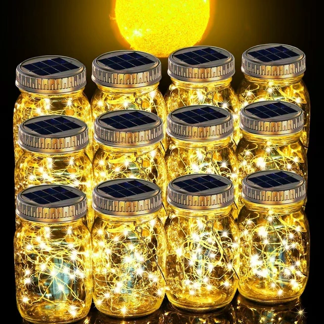 Main image of Cooo 12 Pack Solar Hanging Lanterns Outdoor Waterproof Mason Jar Lights