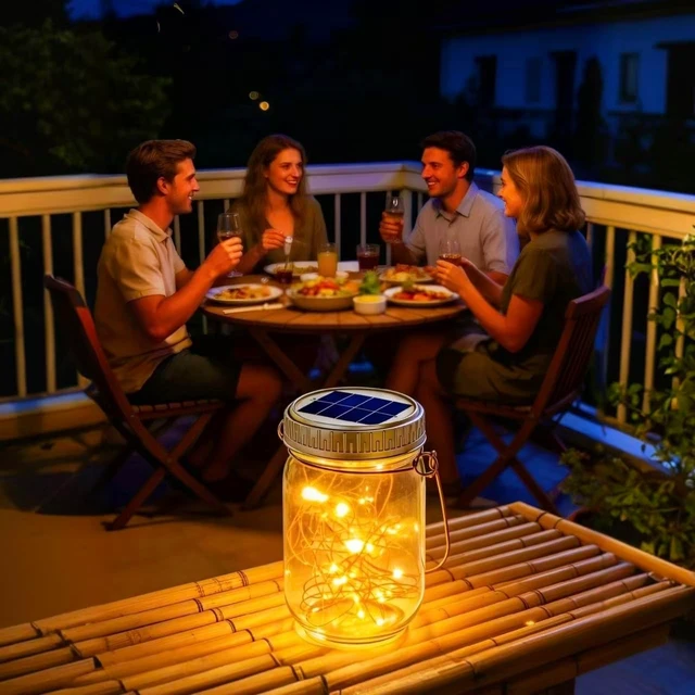 Alt view image 5 of 7 - Cooo 12 Pack Solar Hanging Lanterns Outdoor Waterproof Mason Jar Lights