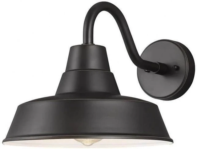 Alt view image 4 of 7 - Generation Lighting 8637401-12 Barn Light-1 Light Medium Outdoor Wall Lantern in Traditional Style-12 Inch Wide by 10.63 Inch High Black Finish
