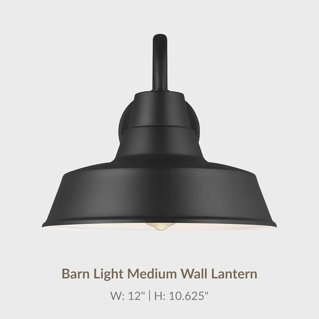 Alt view image 5 of 7 - Generation Lighting 8637401-12 Barn Light-1 Light Medium Outdoor Wall Lantern in Traditional Style-12 Inch Wide by 10.63 Inch High Black Finish