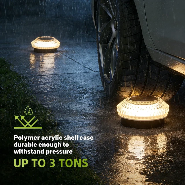 Alt view image 2 of 7 - Solar Deck Lights Outdoor, IP67 Waterproof Solar Driveway Dock Lights