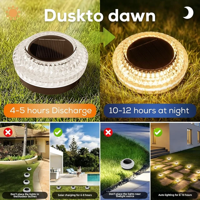 Alt view image 4 of 7 - Solar Deck Lights Outdoor, IP67 Waterproof Solar Driveway Dock Lights