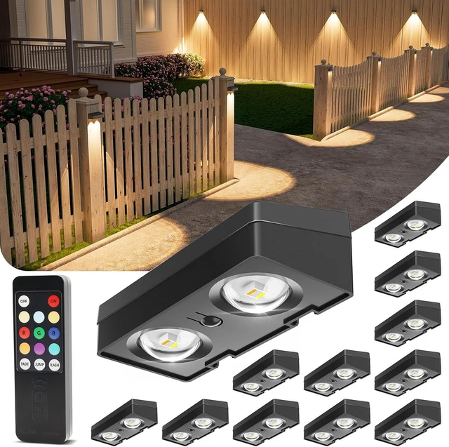 Main image of VOLISUN Solar Fence Lights with Remote Control 12 Pack, 50 LM Fence Lights