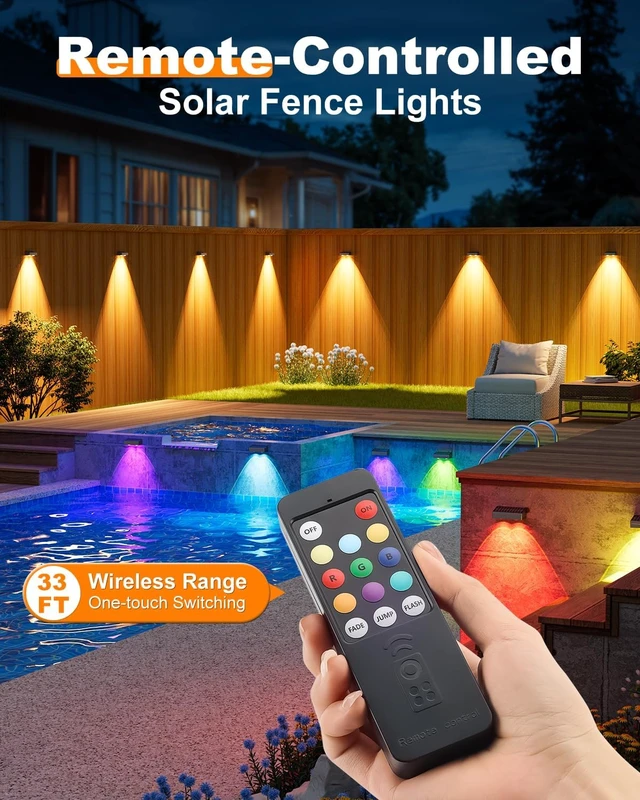Alt view image 2 of 7 - VOLISUN Solar Fence Lights with Remote Control 12 Pack, 50 LM Fence Lights