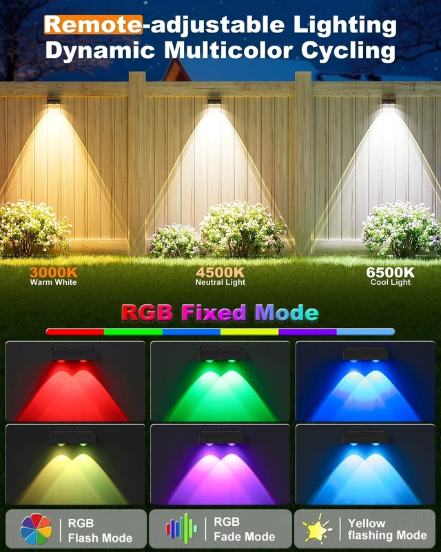 Alt view image 4 of 7 - VOLISUN Solar Fence Lights with Remote Control 12 Pack, 50 LM Fence Lights