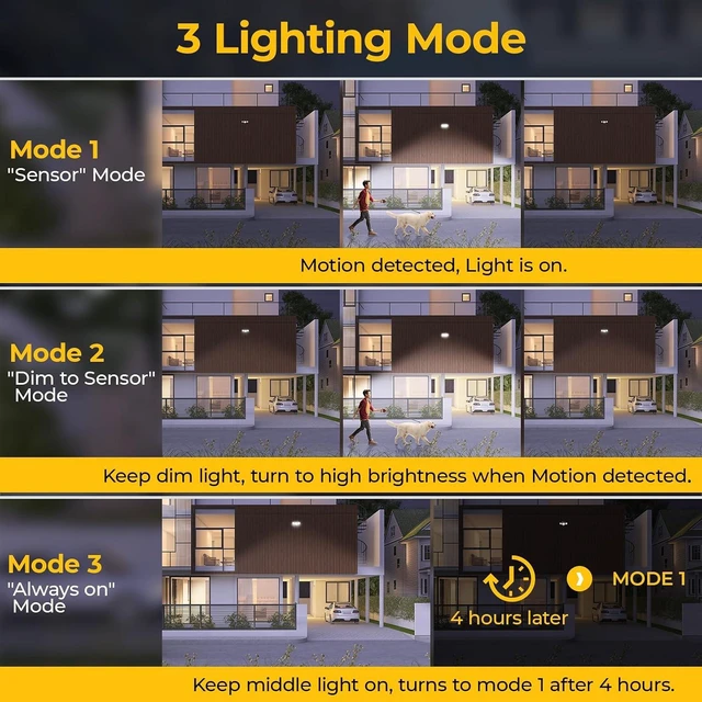 Alt view image 3 of 7 - Solar Motion Sensor Lights, Remote Control, 3 Modes, 2 Pack