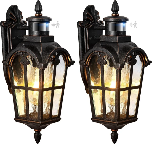 Main image of VIANIS 16.4" Motion Sensor Outdoor Lights, 2-Pack Vintage ORB, Aluminum