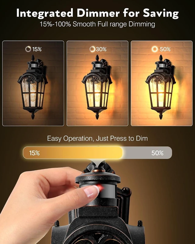 Alt view image 3 of 7 - VIANIS 16.4" Motion Sensor Outdoor Lights, 2-Pack Vintage ORB, Aluminum