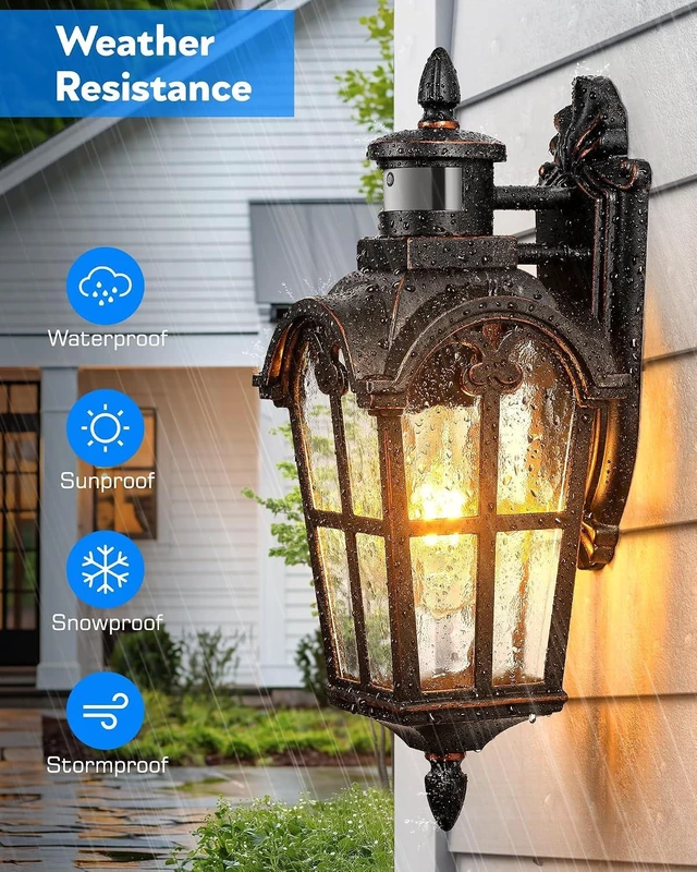 Alt view image 5 of 7 - VIANIS 16.4" Motion Sensor Outdoor Lights, 2-Pack Vintage ORB, Aluminum