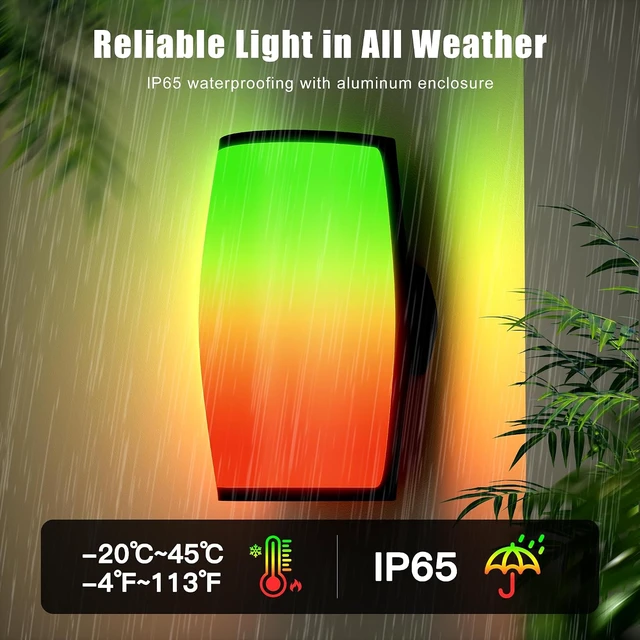Alt view image 6 of 7 - Smart Outdoor Wall Light RGBIC 2400LM, WiFi App Control, Porch Sconce