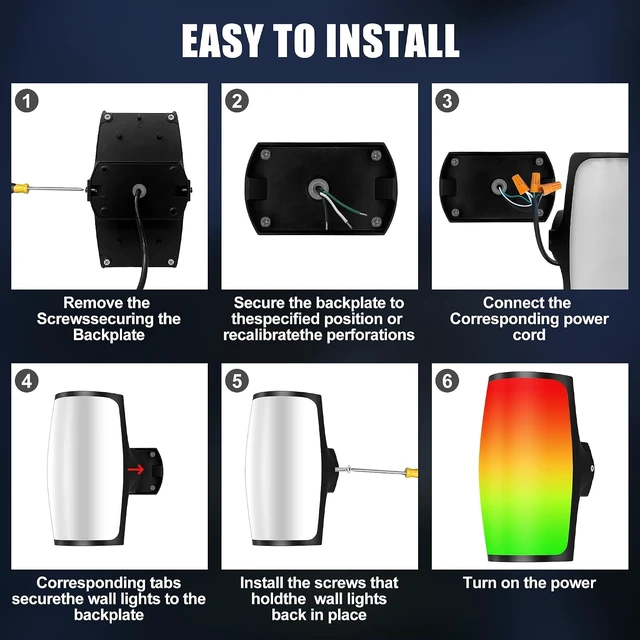 Alt view image 7 of 7 - Smart Outdoor Wall Light RGBIC 2400LM, WiFi App Control, Porch Sconce
