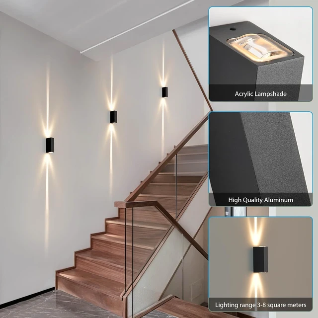 Alt view image 5 of 7 - Modern Up and Down Outdoor Wall Lights, 2-Pack LED, 3000K, IP65