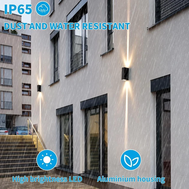 Alt view image 4 of 7 - Modern Up and Down Outdoor Wall Lights, 2-Pack LED, 3000K, IP65