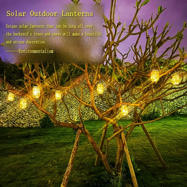 Alt view image 3 of 7 - Cooo 12 Pack Solar Hanging Lanterns Outdoor Waterproof Mason Jar Lights