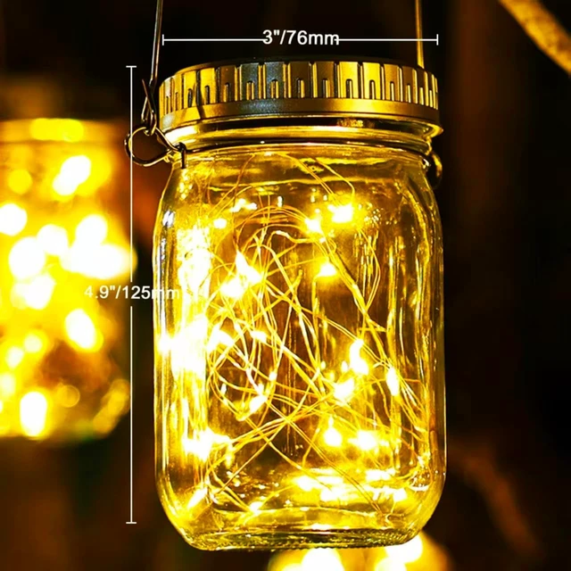 Alt view image 7 of 7 - Cooo 12 Pack Solar Hanging Lanterns Outdoor Waterproof Mason Jar Lights