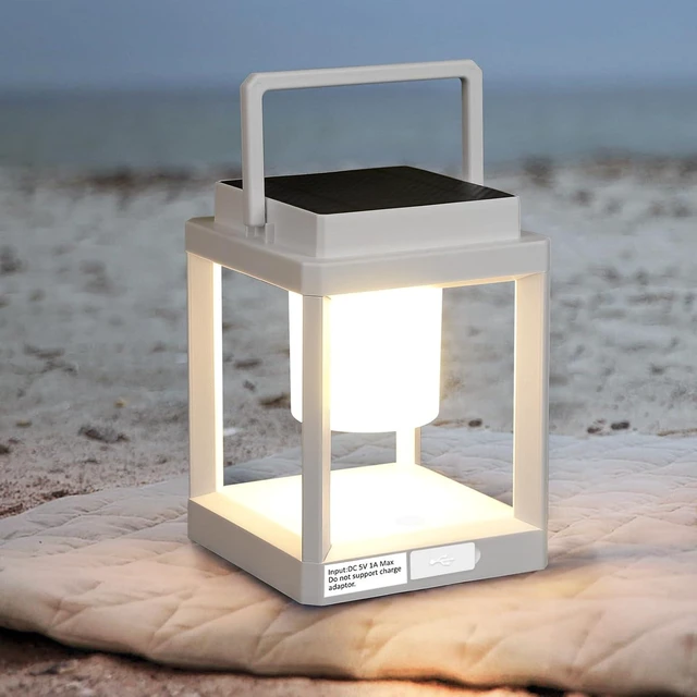 Main image of Solar Lantern Outdoor Table Lamp: Portable Waterproof LED Light - Hanging Solar Lamp Rechargeable Lights for Patio Camping