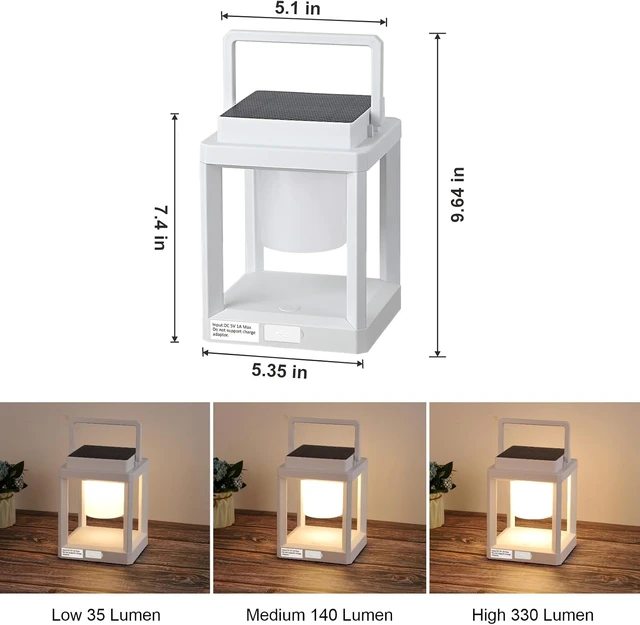 Alt view image 7 of 7 - Solar Lantern Outdoor Table Lamp: Portable Waterproof LED Light - Hanging Solar Lamp Rechargeable Lights for Patio Camping