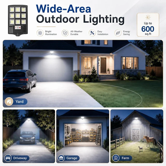 Alt view image 4 of 7 - Sunwish Solar Street Lights Outdoor, 13000LM Waterproof LED Solar Light 4PC