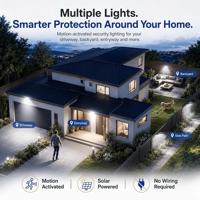Alt view image 5 of 7 - Sunwish Solar Street Lights Outdoor, 13000LM Waterproof LED Solar Light 4PC