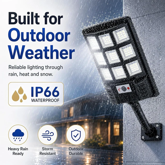 Alt view image 6 of 7 - Sunwish Solar Street Lights Outdoor, 13000LM Waterproof LED Solar Light 4PC