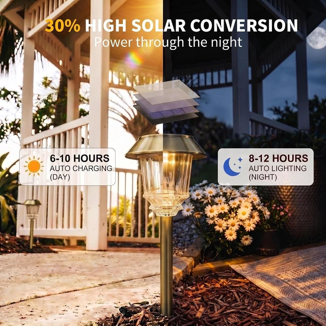 Alt view image 2 of 7 - XMCOSY+ Solar Pathway Lights, 6 Pack Metal Solar Garden Lights Outdoor