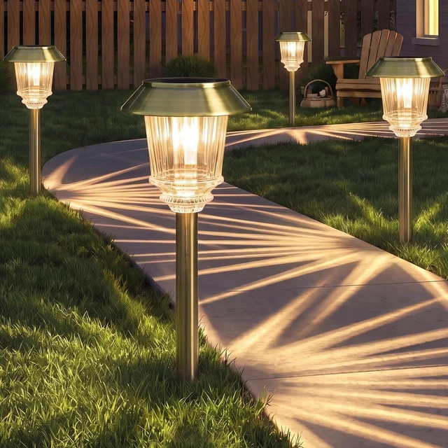 Main image of XMCOSY+ Solar Pathway Lights, 6 Pack Metal Solar Garden Lights Outdoor