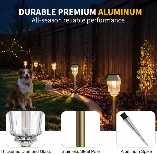 Alt view image 3 of 7 - XMCOSY+ Solar Pathway Lights, 6 Pack Metal Solar Garden Lights Outdoor