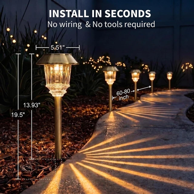 Alt view image 4 of 7 - XMCOSY+ Solar Pathway Lights, 6 Pack Metal Solar Garden Lights Outdoor