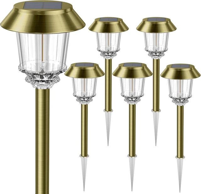 Alt view image 7 of 7 - XMCOSY+ Solar Pathway Lights, 6 Pack Metal Solar Garden Lights Outdoor