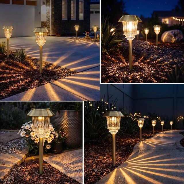 Alt view image 6 of 7 - XMCOSY+ Solar Pathway Lights, 6 Pack Metal Solar Garden Lights Outdoor