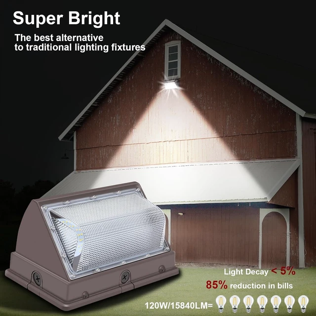 Alt view image 2 of 7 - 120W LED Wall Pack Light for Yard,Garage,Parking Lot