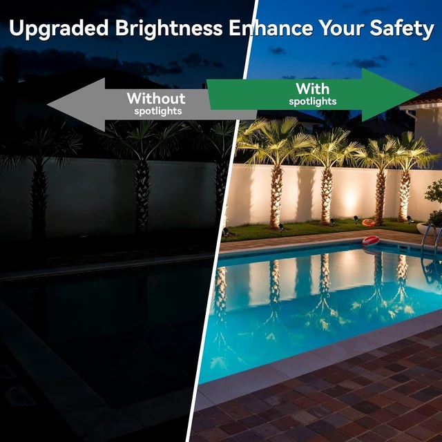 Alt view image 5 of 5 - Low Voltage Landscape Spotlights, 12V LED Outdoor Spot Lights, Up Lighting Wired for Yard Garden Pathway Tree, 10W Aluminum Landscape Path Lights with Connectors, IP66 Waterproof & 4000K, 10 Pack