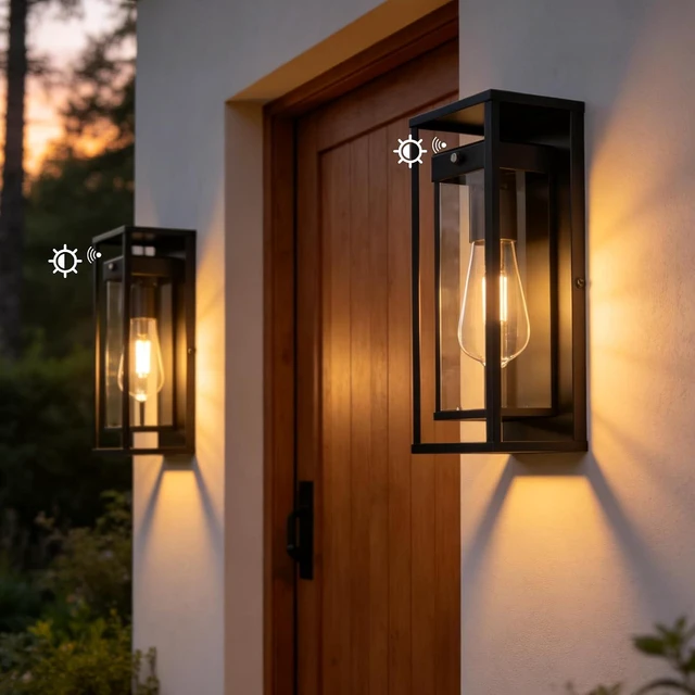 Main image of 15 Inch Dawn to Dusk Sensor Outdoor Light Fixture Waterproof Porch Lights Outdoor Anti-Rust Exterior Wall Lighting for Patio Front Door Garage House - 2 Pack