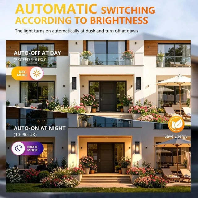 Alt view image 2 of 7 - 15 Inch Dawn to Dusk Sensor Outdoor Light Fixture Waterproof Porch Lights Outdoor Anti-Rust Exterior Wall Lighting for Patio Front Door Garage House - 2 Pack