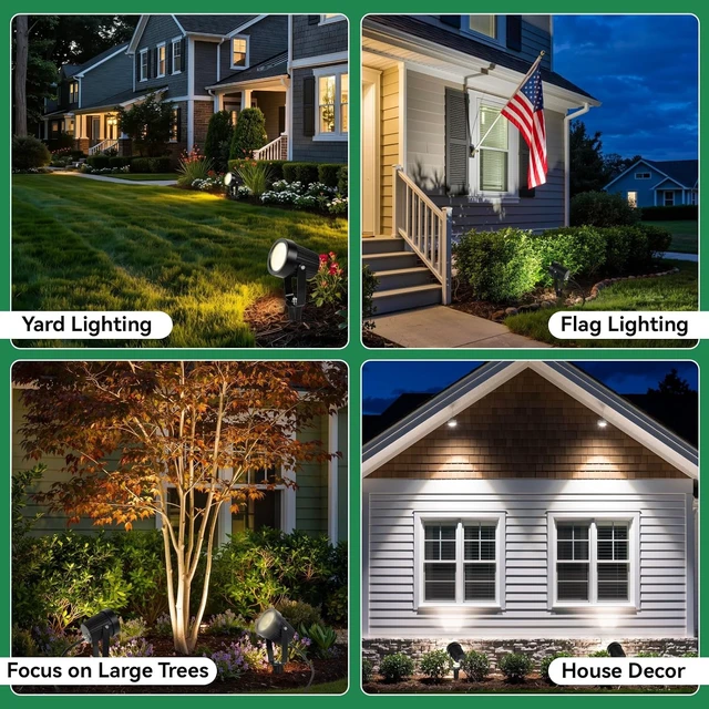 Alt view image 4 of 5 - Low Voltage Landscape Spotlights, 12V LED Outdoor Spot Lights, Up Lighting Wired for Yard Garden Pathway Tree, 10W Aluminum Landscape Path Lights with Connectors, IP66 Waterproof & 4000K, 10 Pack