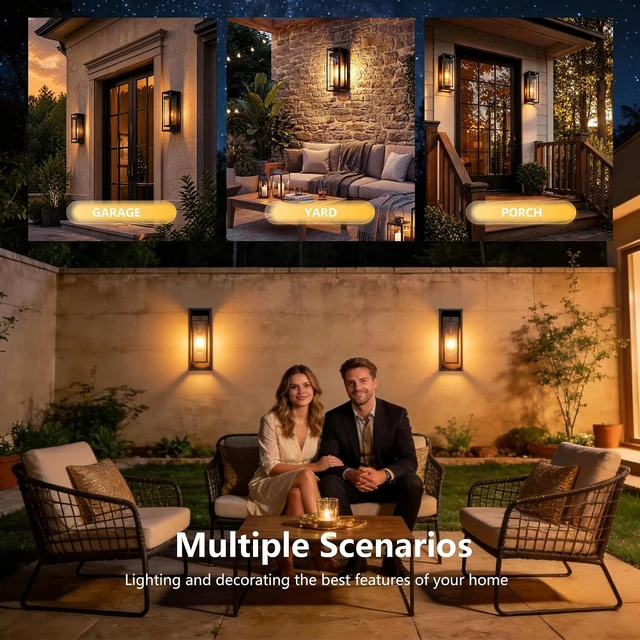 Alt view image 7 of 7 - 15 Inch Dawn to Dusk Sensor Outdoor Light Fixture Waterproof Porch Lights Outdoor Anti-Rust Exterior Wall Lighting for Patio Front Door Garage House - 2 Pack