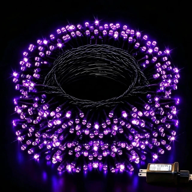 Main image of FLVOECN 380 LED 124FT Purple Halloween Lights Timer 8 Modes