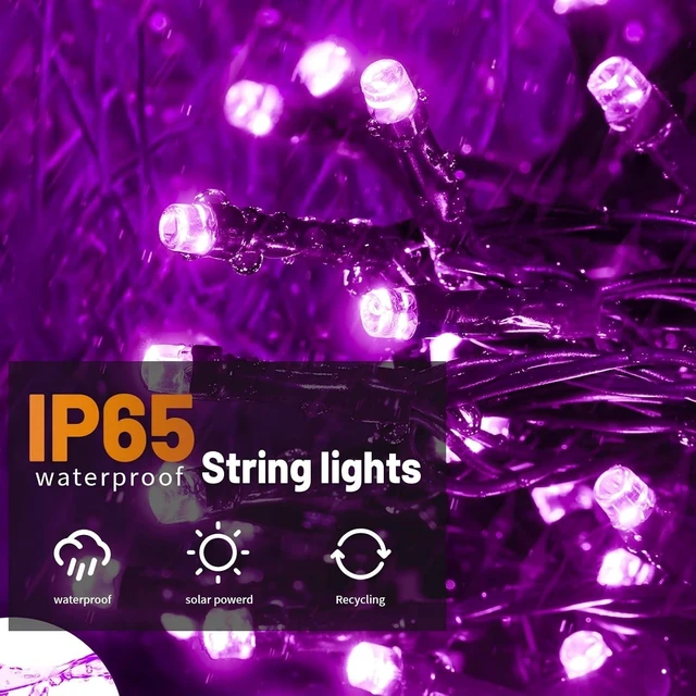 Alt view image 4 of 7 - FLVOECN 380 LED 124FT Purple Halloween Lights Timer 8 Modes