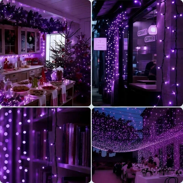 Alt view image 7 of 7 - FLVOECN 380 LED 124FT Purple Halloween Lights Timer 8 Modes