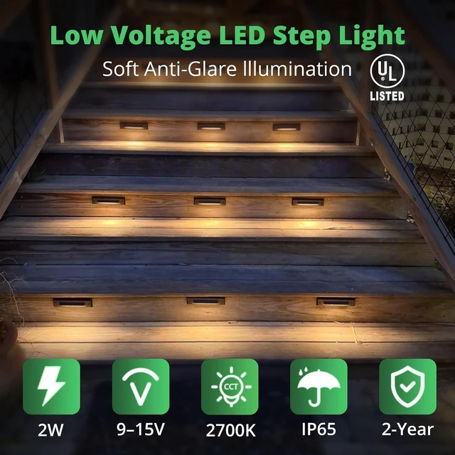 Alt view image 2 of 7 - GKOLED 6-Pack Low Voltage LED Linear Step Lights, Black, 2700K