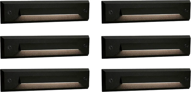 Main image of GKOLED 6-Pack Low Voltage LED Linear Step Lights, Black, 2700K