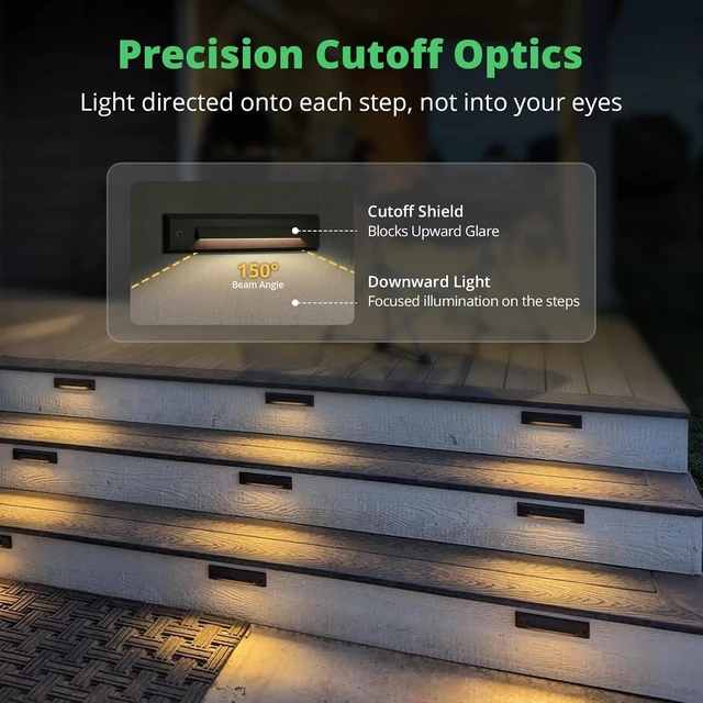 Alt view image 4 of 7 - GKOLED 6-Pack Low Voltage LED Linear Step Lights, Black, 2700K