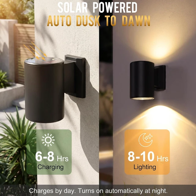 Alt view image 2 of 7 - Solar Wall Lights Outdoor, 4 Pack Up & Down Solar Wall Sconces