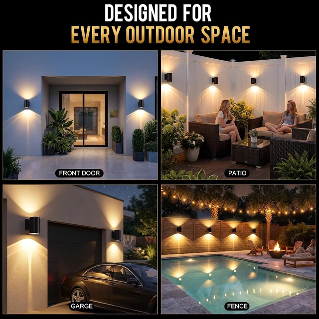 Alt view image 4 of 7 - Solar Wall Lights Outdoor, 4 Pack Up & Down Solar Wall Sconces