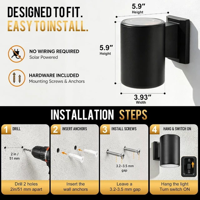 Alt view image 7 of 7 - Solar Wall Lights Outdoor, 4 Pack Up & Down Solar Wall Sconces