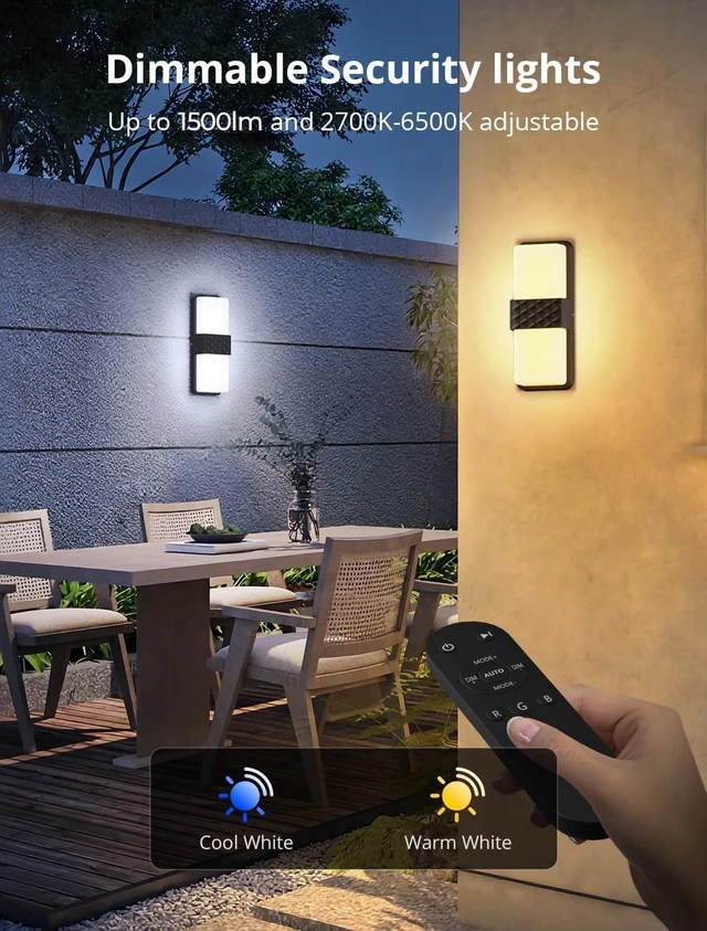 Alt view image 2 of 7 - Smart Outdoor Wall Light, RGBCW Porch Light, IP65 Waterproof 2Pack