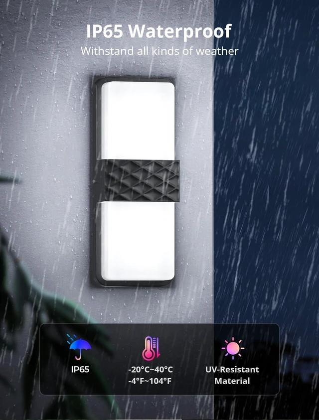 Alt view image 7 of 7 - Smart Outdoor Wall Light, RGBCW Porch Light, IP65 Waterproof 2Pack